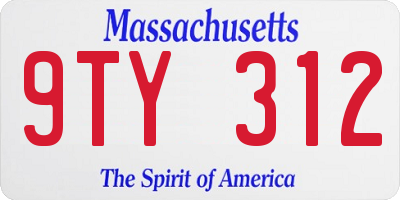 MA license plate 9TY312