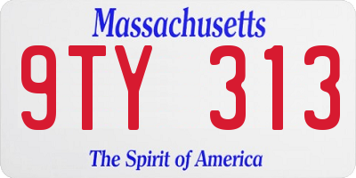 MA license plate 9TY313