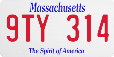 MA license plate 9TY314
