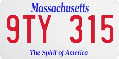 MA license plate 9TY315