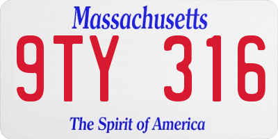 MA license plate 9TY316