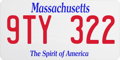 MA license plate 9TY322