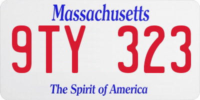 MA license plate 9TY323