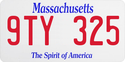 MA license plate 9TY325