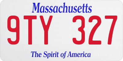 MA license plate 9TY327