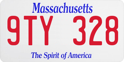 MA license plate 9TY328