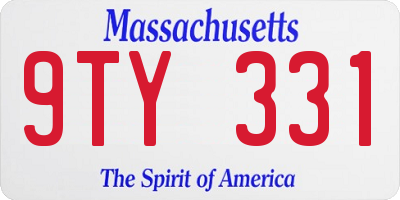 MA license plate 9TY331