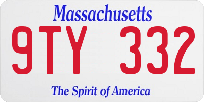 MA license plate 9TY332