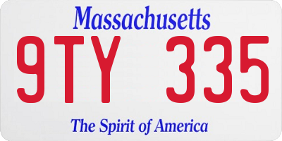 MA license plate 9TY335