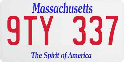 MA license plate 9TY337