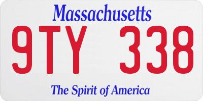 MA license plate 9TY338