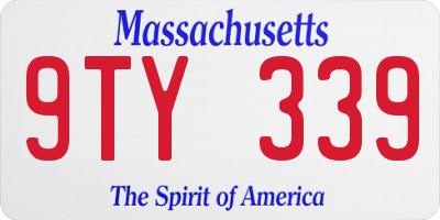 MA license plate 9TY339
