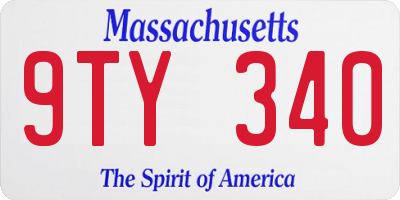 MA license plate 9TY340