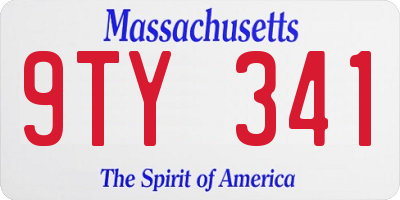MA license plate 9TY341