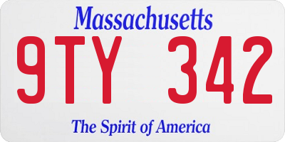 MA license plate 9TY342