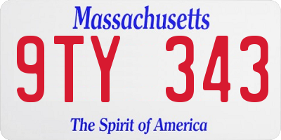 MA license plate 9TY343