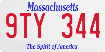 MA license plate 9TY344