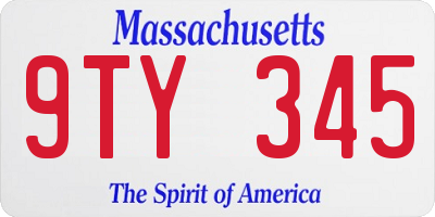 MA license plate 9TY345