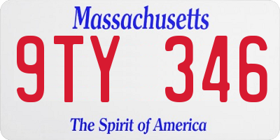 MA license plate 9TY346