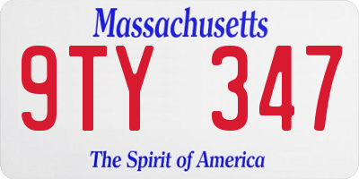 MA license plate 9TY347