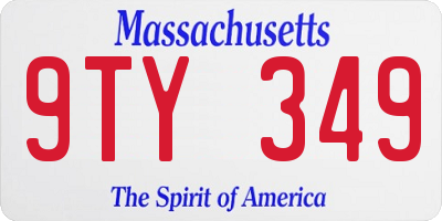 MA license plate 9TY349