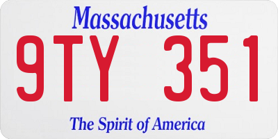 MA license plate 9TY351