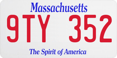 MA license plate 9TY352