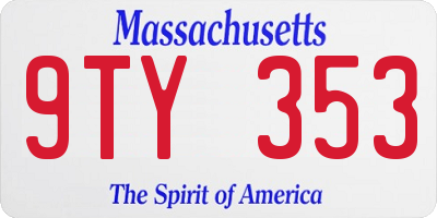 MA license plate 9TY353