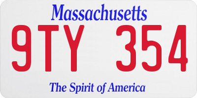MA license plate 9TY354