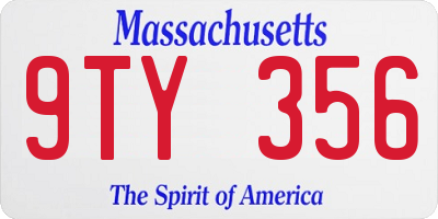 MA license plate 9TY356