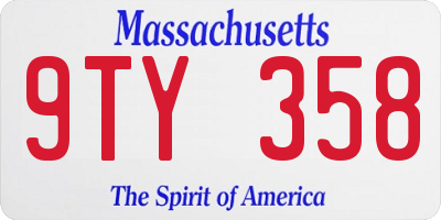 MA license plate 9TY358