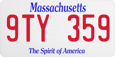 MA license plate 9TY359