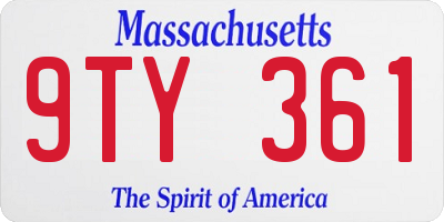 MA license plate 9TY361