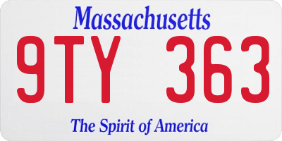 MA license plate 9TY363