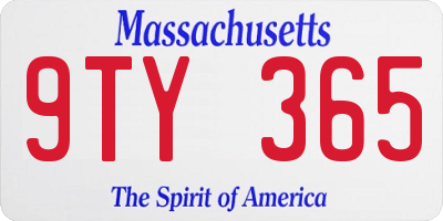MA license plate 9TY365