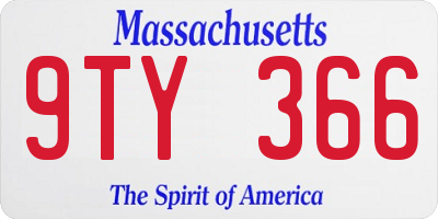 MA license plate 9TY366