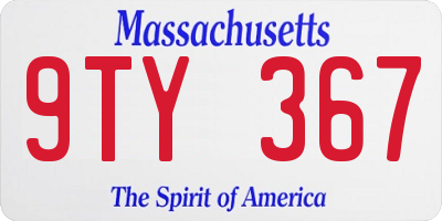 MA license plate 9TY367