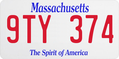 MA license plate 9TY374