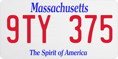 MA license plate 9TY375