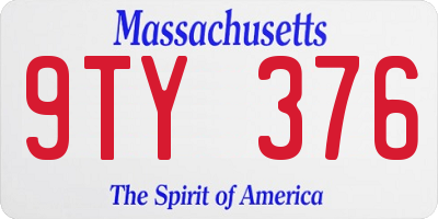 MA license plate 9TY376