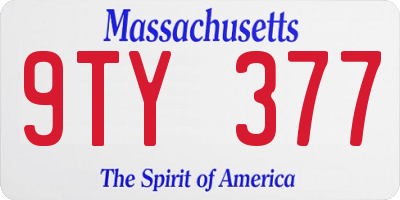 MA license plate 9TY377