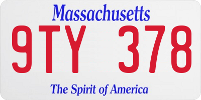 MA license plate 9TY378