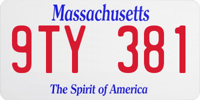 MA license plate 9TY381