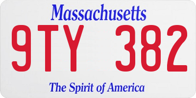 MA license plate 9TY382
