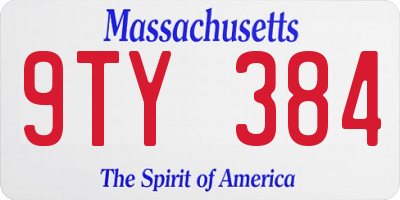 MA license plate 9TY384