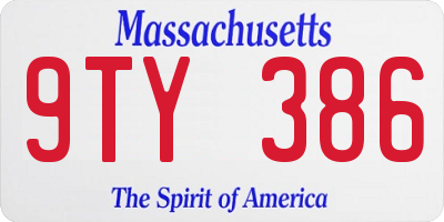 MA license plate 9TY386