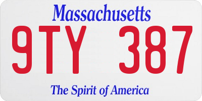 MA license plate 9TY387