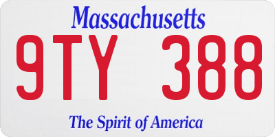 MA license plate 9TY388