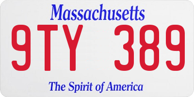 MA license plate 9TY389