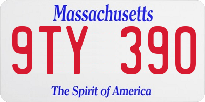 MA license plate 9TY390